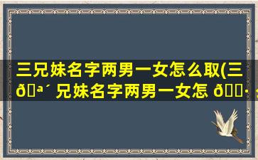 三兄妹名字两男一女怎么取(三 🪴 兄妹名字两男一女怎 🌷 么取网名)
